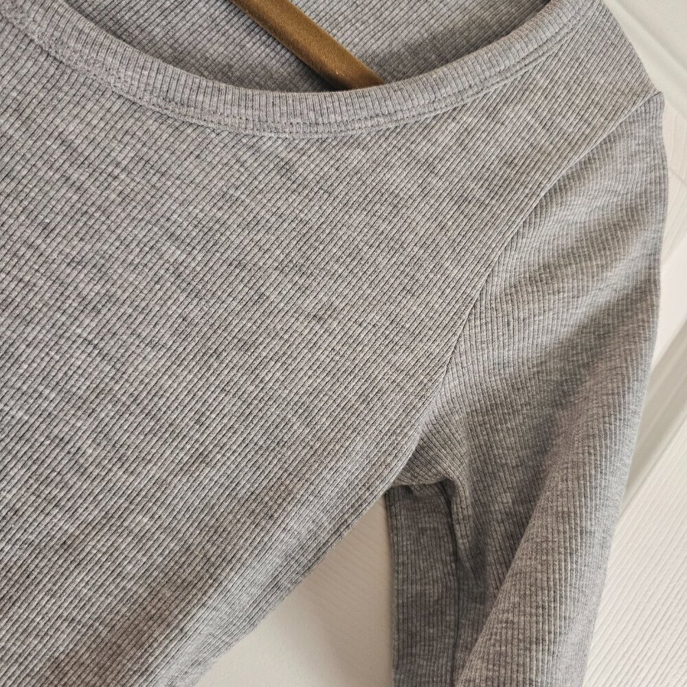 H&M Grey Ribbed Square Neck Top - Picture 2 of 5